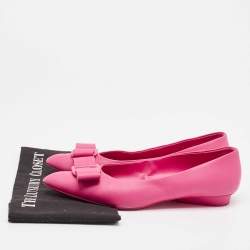 Salvatore Ferragamo Pink Leather Viva Bow Ballet Flats Size 40