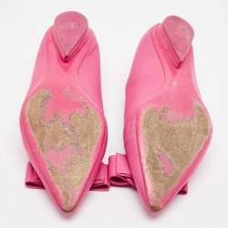 Salvatore Ferragamo Pink Leather Viva Bow Ballet Flats Size 40
