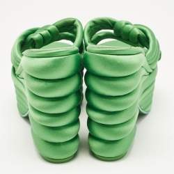 Pre Owned Salvatore Ferragamo Green Satin Platform Sandals Size 38.5