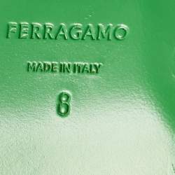Pre Owned Salvatore Ferragamo Green Satin Platform Sandals Size 38.5