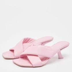 Salvatore Ferragamo Pink Leather Slide Sandals Size 41