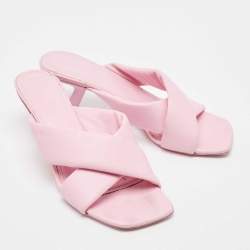 Salvatore Ferragamo Pink Leather Slide Sandals Size 41