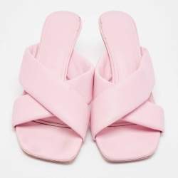 Salvatore Ferragamo Pink Leather Slide Sandals Size 41