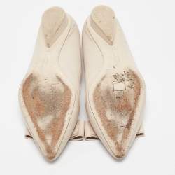 Salvatore Ferragamo Cream Leather Viva Bow Ballet Flats Size 40