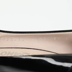 Pre Owned Salvatore Ferragamo Black/Burgundy Patent Leather Bow Pumps Size 38