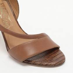 Pre Owned Salvatore Ferragamo Brown Leather Ankle Strap Sandals Size 36.5