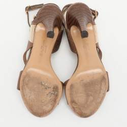 Pre Owned Salvatore Ferragamo Brown Leather Ankle Strap Sandals Size 36.5