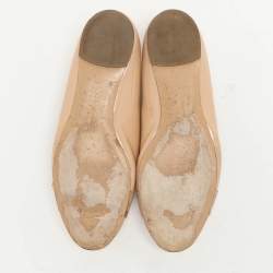 Salvatore Ferragamo Beige Patent Leather Varina Ballet Flats Size 38