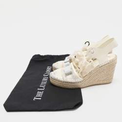 Salvatore Ferragamo Multicolor Fabric and Leather Wedge Espadrille Sandals Size 37