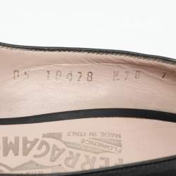 Salvatore Ferragamo Black Leather Fiberia Peep Toe Pumps Size 37.5
