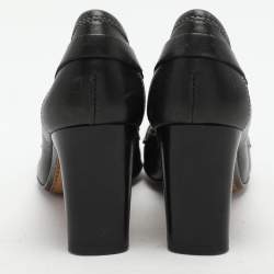 Salvatore Ferragamo Black Leather Gancini Loafer Pumps Size 38.5
