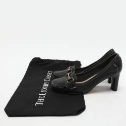 Salvatore Ferragamo Black Leather Gancini Loafer Pumps Size 38.5