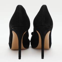 Pre Owned Salvatore Ferragamo Black Suede Rosella Peep Toe Pumps Size 40