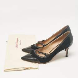 Salvatore Ferragamo Black Leather and Suede Pumps Size 38