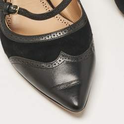 Salvatore Ferragamo Black Leather and Suede Pumps Size 38