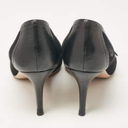 Salvatore Ferragamo Black Leather and Suede Pumps Size 38