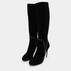 Salvatore Ferragamo Black Suede Ronnie Knee Length Boots Size 40