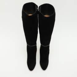 Salvatore Ferragamo Black Suede Ronnie Knee Length Boots Size 40