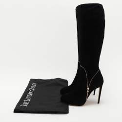 Salvatore Ferragamo Black Suede Ronnie Knee Length Boots Size 40