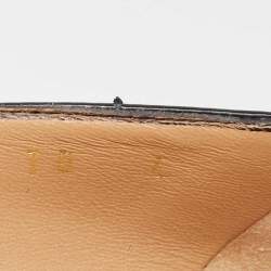 Pre Owned Salvatore Ferragamo Black Patent Leather Vara Bow Block Heel Pumps Size 40.5