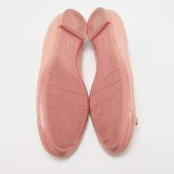 Pre Owned Salvatore Ferragamo Pink Quilted Patent and Leather Bow Ballet Flats Size 40