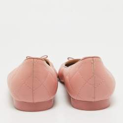 Pre Owned Salvatore Ferragamo Pink Quilted Patent and Leather Bow Ballet Flats Size 40