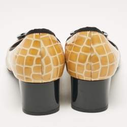 Pre Owned حذاء كعب عالي سلفاتوري فيراغامو جلد براءات صفراء بمنقوش التمساح مقاس 38.5