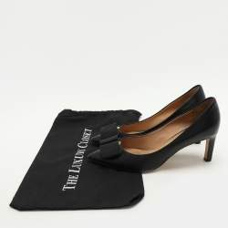 Salvatore Ferragamo Black Leather Bow Pumps Size 40