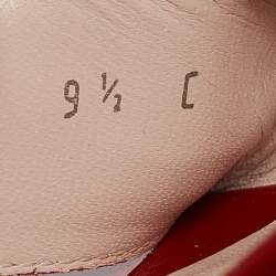 Pre Owned Salvatore Ferragamo Red Patent Leather Vara Bow Slide Sandals Size 40