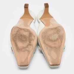 Pre Owned Salvatore Ferragamo White Leather Mules Size 40.5