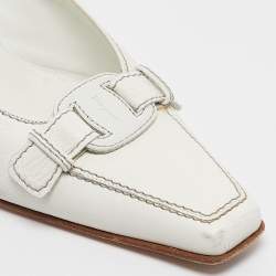 Pre Owned Salvatore Ferragamo White Leather Mules Size 40.5