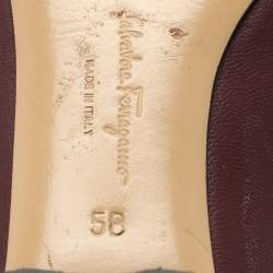 Salvatore Ferragamo Burgundy Leather and Suede Vara Bow Block Heel Pumps Size 35.5