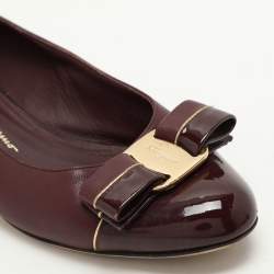 Salvatore Ferragamo Burgundy Leather and Suede Vara Bow Block Heel Pumps Size 35.5