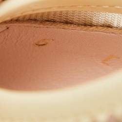 Pre Owned Salvatore Ferragamo Beige Patent And Mesh Vara Bow Pumps Size 36.5