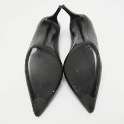 Salvatore Ferragamo Black Leather and Python Leather Pointed Toe Pumps Size 39.5