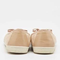 Salvatore Ferragamo Beige Leather and Patent Varina Ballet Flats Size 38.5