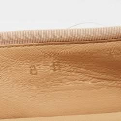 Salvatore Ferragamo Beige Leather and Patent Varina Ballet Flats Size 38.5