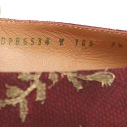 Salvatore Ferragamo Burgundy Lace and Lurex Fabric Ballet Flats Size 38