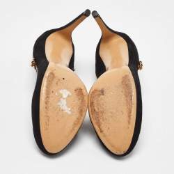 Pre Owned Salvatore Ferragamo Black Suede Rory Zipper Pumps Size 37.5