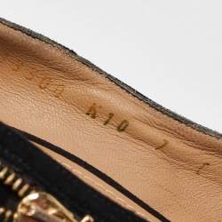 Pre Owned Salvatore Ferragamo Black Suede Rory Zipper Pumps Size 37.5