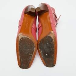 Salvatore Ferragamo Coral Pink Leather Gancini Ankle Length Boots Size 39