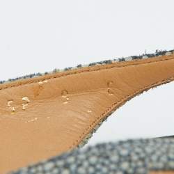 Pre Owned Salvatore Ferragamo Dark Green Stingray Vara Bow Slingback Pumps Size 39.5