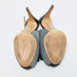 Pre Owned Salvatore Ferragamo Dark Green Stingray Vara Bow Slingback Pumps Size 39.5