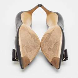 Pre Owned Salvatore Ferragamo Black Leather Bow Zeri Pumps Size 40