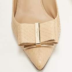 Pre Owned Salvatore Ferragamo Beige Python Bow Zeri Pumps Size 40