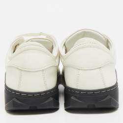 Pre Owned Salvatore Ferragamo White/Black Leather Gancini Logo Print Sneakers Size 35.5