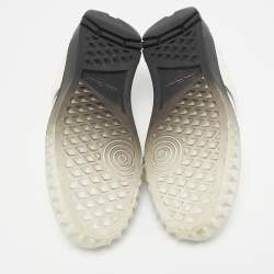 Pre Owned Salvatore Ferragamo White/Black Leather Gancini Logo Print Sneakers Size 35.5