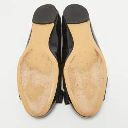 Pre Owned Salvatore Ferragamo Black Patent Leather Vara Bow Ballet Flats Size 36.5