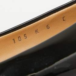 Pre Owned Salvatore Ferragamo Black Patent Leather Vara Bow Ballet Flats Size 36.5