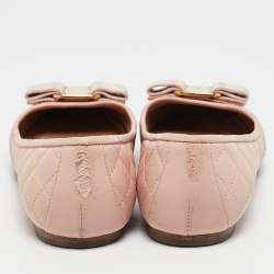 Salvatore Ferragamo Pink Quilted Leather Varina Ballet Flats Size 37